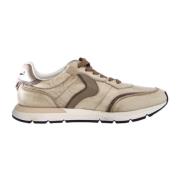 Beige Leren Sneakers Storm 015 Voile Blanche , Beige , Heren