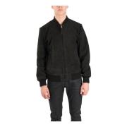 Suède Bomberjack met ritssluiting Schott NYC , Black , Heren