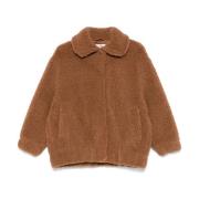 Bruine Shearling Jas met Logo Borduursel MC2 Saint Barth , Brown , Dam...