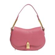 Roze Leren Handtas met Clip Sluiting Coccinelle , Pink , Dames