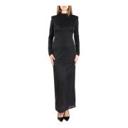 Hoge hals Lurex Jersey Jurk Simona Corsellini , Black , Dames