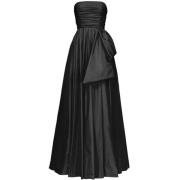 Zwarte Mouwloze Taffeta Lange Jurk Pinko , Black , Dames