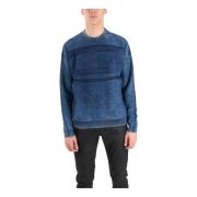 Organisch Katoen Crewneck Logo T-shirt Diesel , Blue , Heren