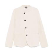 Witte Corduroy Band Kraag Jas Emporio Armani , White , Heren