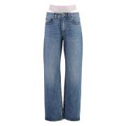 Straight-leg jeans met achterlogo label Alexander Wang , Blue , Dames