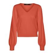 Oranje V-hals Gebreide kleding voor Vrouwen Vero Moda , Orange , Dames