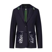 Sportieve Jersey Blazer met Materiaalmix Marc Cain , Blue , Dames