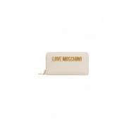 Stijlvolle Beige Ritsportemonnee Love Moschino , Beige , Dames