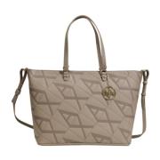 Beige Bedrukte Handtas met Schouderband Armani Exchange , Beige , Dame...