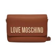 Bruine schoudertas met klep sluiting Love Moschino , Brown , Dames