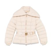 Gewatteerde Witte Jas met Logopatch Elisabetta Franchi , White , Dames