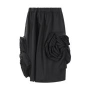 Zwarte Midi Rok met Oversized Rozen Comme des Garçons , Black , Dames