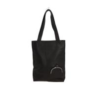 Zwarte leren tote tas met muntenzak Yohji Yamamoto , Black , Dames