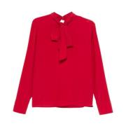 Rode Crepe Blouse met Mock Hals Twinset , Red , Dames