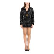 Wollen Blend Cardigan met Tekst Elisabetta Franchi , Black , Dames