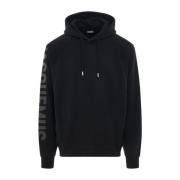 Zwarte Typo Logo Hoodie Sweatshirt Jacquemus , Black , Heren