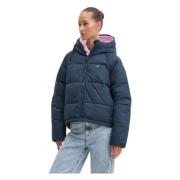 Blauwe Hooded Pufferjas Tommy Hilfiger , Blue , Dames