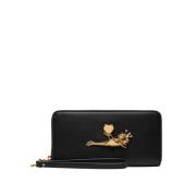 Zwarte Portemonnee met Gouden Details Love Moschino , Black , Dames