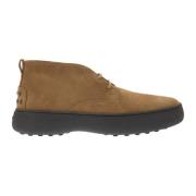 Suede Enkellaarzen met Vintage Effect Tod's , Brown , Heren