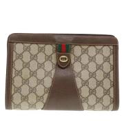 Pre-owned Leather clutches Gucci Vintage , Beige , Dames