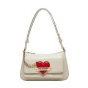 Ivoor Schoudertas voor Moderne Vrouwen Love Moschino , Beige , Dames