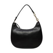 Zwarte Hobo Media Handtas met Gouden Metalen Details Twinset , Black ,...