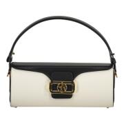 Kalfsleren Handtas met Push-Lock Sluiting Lanvin , White , Dames