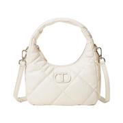 Gewatteerde leren hobo tas Twinset , Beige , Dames