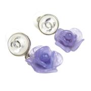 Pre-owned Metal earrings Chanel Vintage , Purple , Dames