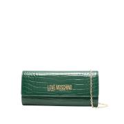 Groene Croco Schoudertas Chic Stijl Love Moschino , Green , Dames