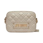 Quilted Pu Schoudertas Ivoor Love Moschino , Beige , Dames