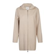 Wollen jas met capuchon en rits Eleventy , Beige , Dames