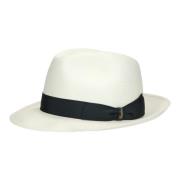 Handgeweven Panama Hoed met Medium Rand Borsalino , White , Heren