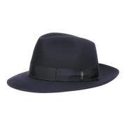 Geborsteld Vilt Medium Rand Hoed Borsalino , Blue , Heren