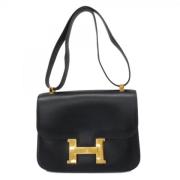 Pre-owned Leather shoulder-bags Hermès Vintage , Black , Dames