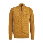 Katoenmix Kabel Half Zip Pullover PME Legend , Brown , Heren