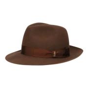 Vilt Medium Rand Hoed Borsalino , Brown , Heren