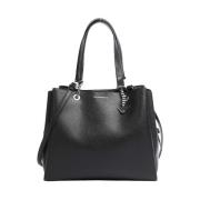 Stijlvolle Leren Tas Emporio Armani , Black , Dames