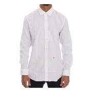 Slim Fit Overhemd met Geborduurd Hartlogo Moschino , White , Heren