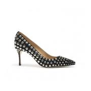 Zwarte Leren Studs Pumps Sergio Rossi , Black , Dames