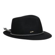 Geborsteld Vilt Fedora Hoofdband Borsalino , Black , Dames