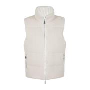 Kasjmier Lurex Gewatteerd Wollen Gilet Eleventy , Beige , Dames