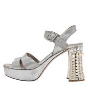 Pre-owned Leather sandals Miu Miu Pre-owned , Gray , Dames