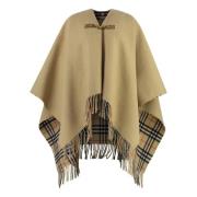 Wollen cape met leren details Burberry , Beige , Dames