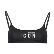 Logo Print Bandeau Bikini Top Dsquared2 , Black , Dames