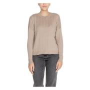 Beige Gebreide Trui Ronde Hals Herfst/Winter Only , Beige , Dames