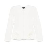 Witte Jersey Textuur Rits Jas Emporio Armani , White , Dames