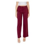 Bordeaux Plain Broek Rits Knoopsluiting Ichi , Red , Dames