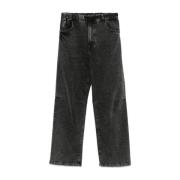 Zwarte Denim Broek met Riem White Sand , Black , Heren