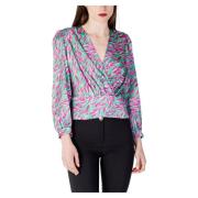 Groene Bedrukte V-hals Blouse Rinascimento , Multicolor , Dames